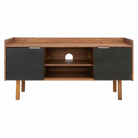 SAFAVIEH Diara 2 Shelf 2 Door Media TV Stands Walnut & Black MED9603B